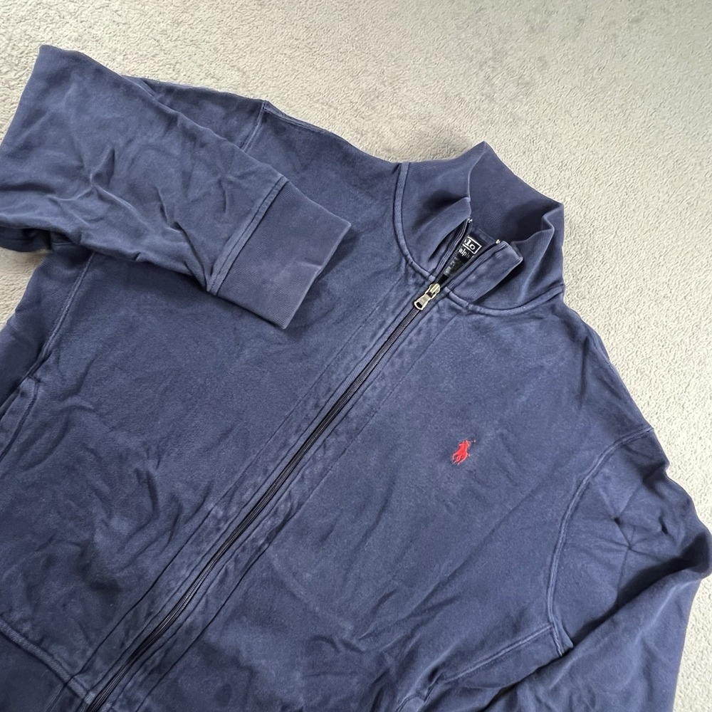 Polo Ralph Lauren Sweatshirt Mens XL Blue Full Zip Mock Neck Fleece Pony Logo